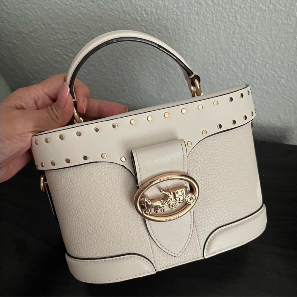 Coach Georgie Kay Elegant Chalk Handbag with Gold Accents